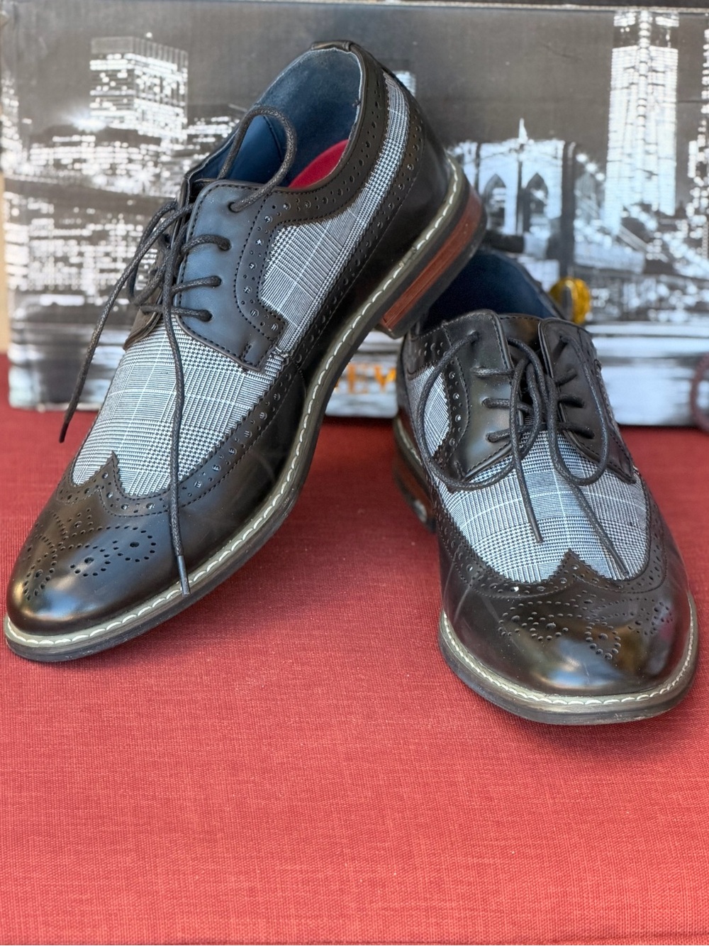 Titan Black and Gray Wingtip Brogue Oxfords